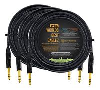 WORLDS BEST CABLES 3 Units - 6 Meter - Van Damme Tour Grade Classic XKE Starquad - Premium Silver-Plated OFC Balanced TRS Patch Cable with Eminence E502 6.35mm Gold TRS Stereo Connectors