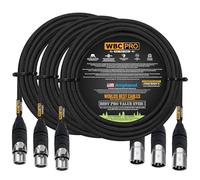 WORLDS BEST CABLES 3 Units - 6 Meter - WBC-PRO-QUAD Ultra-Silent Ultra-Flexible Balanced Star-Quad Cable with Amphenol Male & Female XLR Plugs & Black Tweed Jacket