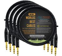 WORLDS BEST CABLES 4 Units - 0.5 Meter - Van Damme Tour Grade Classic XKE Microphone - Premium Silver-Plated OFC Balanced TRS Patch Cable with Eminence E502 6.35mm Gold TRS Stereo Connectors