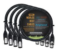WORLDS BEST CABLES 4 Units - 1 Meter - Van Damme Tour Grade Classic XKE Starquad - Premium Silver-Plated OFC Balanced Male To Female Microphone Cable with Amphenol AX3M & AX3F Silver XLR Connectors