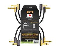 WORLDS BEST CABLES 4 Units - 12 Inch - Pedal, Effects, Patch, Instrument Cable Custom Made Using Mogami 2319 Wire & Eminence Tiny Gold-Plated Angled TS Connectors