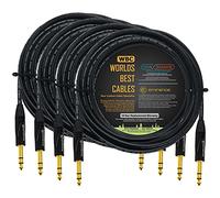 WORLDS BEST CABLES 4 Units - 6 Meter - Van Damme Tour Grade Classic XKE Microphone - Premium Silver-Plated OFC Balanced TRS Patch Cable with Eminence E502 6.35mm Gold TRS Stereo Connectors