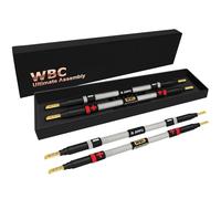 WORLDS BEST CABLES 4 Units - 8 Inch Ultimate - 8 AWG - Ultra-Pure OFC - Premium Audiophile HiFi Speaker Jumper Cables with Eminence Gold Banana Plugs & Silver Tweed Jacket