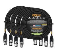 WORLDS BEST CABLES 4 Units - 8 Meter - WBC-PRO-QUAD Ultra-Silent Ultra-Flexible Balanced Star-Quad Cable with Amphenol Male & Female XLR Plugs & Black Tweed Jacket