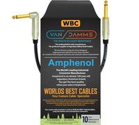 WORLDS BEST CABLES 40 CM - Van Damme Pro Classic XKE Guitar & Bass Patch Cable - Ultra-Flexible, Multi-Shielded with Amphenol ACPM-RN-AU & ACPM-GN-AU M-Series Angled & Straight Gold TS Plugs