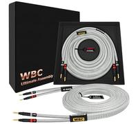 WORLDS BEST CABLES 5 Foot Ultimate - 8 AWG - Ultra-Pure OFC - Premium Audiophile HiFi Speaker Cable Pair with Eminence Gold Banana Plugs & Silver Tweed Jacket