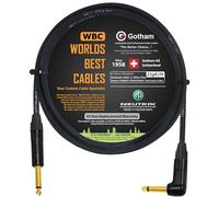 WORLDS BEST CABLES 50 CM - Gotham GAC-1 Ultra Pro - Premium, Low-Capacitance (21 pf/Ft) Guitar Bass Instrument Cable - with Straight to Angled 6.35mm Neutrik Gold Plated TS Connectors