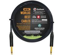 WORLDS BEST CABLES 50 CM - Gotham GAC-1 Ultra Pro - Premium, Low-Capacitance (21 pf/Ft) Guitar Bass Instrument Cable - with Straight to Straight 6.35mm Neutrik Gold Plated TS Connectors