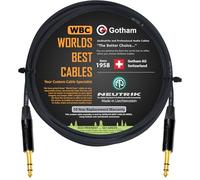 WORLDS BEST CABLES 6 Foot - Gotham GAC-4/1 (Black) - Star Quad - 2xShielded (100% Coverage) Balanced Patch Cable w/Neutrik NP3X-B ¼ Inch (6.35mm) TRS Plugs - Custom Made