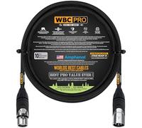 WORLDS BEST CABLES 6 Foot - WBC-PRO-Quad Ultra-Silent Ultra-Flexible Balanced Star-Quad Cable with Amphenol Male & Female XLR Plugs & Black Tweed Jacket