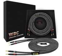WORLDS BEST CABLES 8 Foot Ultimate - 10 AWG - Ultra-Pure OFC - Premium Audiophile HiFi Speaker Cable Pair with Eminence Gold Banana Plugs & Carbon Tweed Jacket