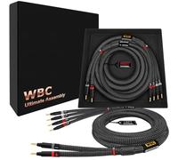 WORLDS BEST CABLES 8 Foot Ultimate - 7 AWG - Ultra-Pure OFC - Extra Premium Audiophile HiFi Bi-Wire Speaker Cable Pair with Eminence Gold Banana Plugs & Carbon Tweed Jacket
