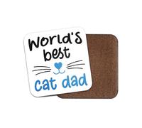 World's Best Cat Dad Square Coaster - Animal Pets Kitten Parent Thank You Birthday Kids Teen Boys Girls Kitchen Family Drinks Home #81645