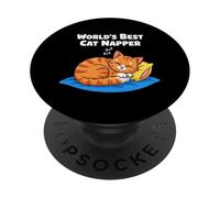 Worlds Best Cat Napper Feline Sleep Quote PopSockets Adhesive PopGrip