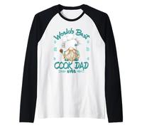 Worlds Best Cook Dad Funny Cooking Gnome for Fathers Day Raglan Baseball Tee
