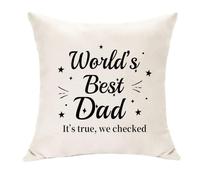 World's Best Dad It's True We Checked Cushion Cover for Daddy Papa Father Throw Pillow Cover Beige 45x45cm Funny Decorative Pillow Cover Gift for Father's Day Christmas Birthday New Year (Dad)