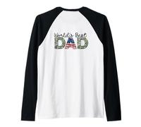 Worlds Best Dad Patriotic Fathers Day 4th of July Backprint Raglan Baseball Tee