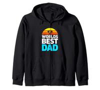 Worlds Best Dad Retro Sunset Fathers Day Zip Hoodie