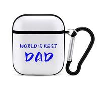 World's Best Dad Stylish Printed Bluetooth Headset Protective Cover Compatible with AirPods 1/2 with Buckle