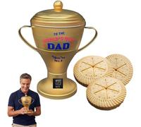 World's Best Dad Trophy Tin with Scottish Buttery Shortbread Biscuits 250g - Reusable Gold Trophy Keepsake Gift for Dad, Father's Day, Birthday, Christmas Gift