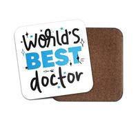 World's Best Doctor Square Coaster - Nurse Hospital Colleague Work Job Fan Hobby Greatest Birthday Men Women Friend Kitchen Drink #82720