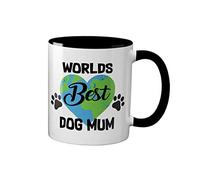 World's Best Dog Mum Mug - Cup Coffee Tea Funny Novelty Mother's Day Large Heavy Duty Handle Coated Dishwasher/Microwave Safe Sublimation Ceramic (Black)