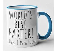 World's Best Farter Oops I Mean Farther Mug Happy Day Dad Present Funny Hilarious Gift (Blue)