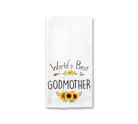 World's Best Godmother Kitchen Towel, Floral Sunflower Kitchen Towel, Best Godmother Ever, Gift Mothers Day Birthday Christmas Thanksgiving for Godmother, Soft and Absorbent Kitchen Tea Towel