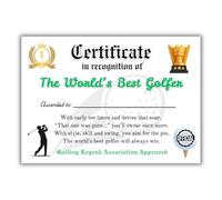World's Best Golfer Certificate, Gift for Golfer, A4 Premium 350gsm Heavyweight Papercard, Personalise, 29.7 x 21.0 cm