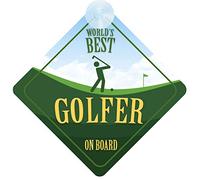 Worlds Best Golfer on Board Car Sign for Golf Mad Dad Birthday/Christmas/Father's Day Present Non Personalised Character Theme