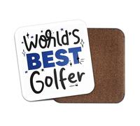 World's Best Golfer Square Coaster - Golfing Sport Fan Hobby Work Job Greatest Birthday Men Women Friend Kitchen Drink #82705