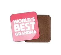 World's Best Grandma Square Coaster - Gran Nan Pink Birthday Christmas Illustration Kids Boys Girls Kitchen Family Drinks Home #81615