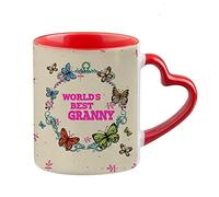 World's Best Granny Funny Gift for Granny/Nanny Mothers Day Birthday Present Gift Ceramic Coffee/Tea Mug. (Red Heart Handle Mug)