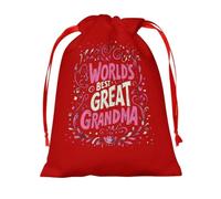 Worlds Best Great Grandma Reusable Drawstring Gift Bag | Reusable Jewelry Storage Pouch for Candy Wedding Party
