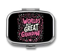 Worlds Best Great Grandma Travel Pill Organizer with Mirror | 2 Compartments Compact Portable Storage Box Case