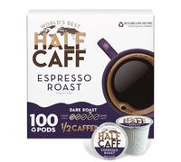 World's Best Half Caff Espresso Roast Coffee 100ct. Solar Energy Produced Recyclable Single Serve Dark Roast Coffee Pods - 100% Arabica Coffee California Roasted, KCup Compatible
