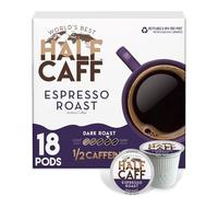World's Best Half Caff Espresso Roast Coffee 18 ct Solar Energy Produced Recyclable Single Serving Dark Roast Coffee Pods - 100% Arabica Coffee California Roasted, KCup Compatible