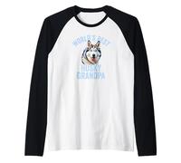 World's Best Husky Grandpa Cute Siberian Husky Granddog Raglan Baseball Tee
