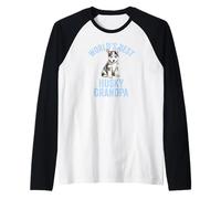 World's Best Husky Grandpa Cute Siberian Husky Granddog Raglan Baseball Tee