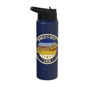World's Best Librarian Ever Retro Vintage Badge Stainless Steel Insulated Water Bottle