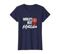 World's Best Matilda Name Personalized T-Shirt, Women, Navy Blue, Large