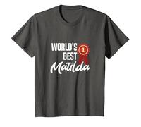 World's Best Matilda Name Personalized T-Shirt, Youth, Asphalt Grey, Small