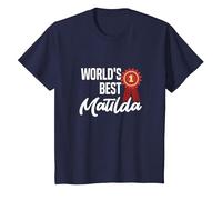 World's Best Matilda Name Personalized T-Shirt, Youth, Navy Blue, Small