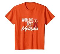 World's Best Matilda Name Personalized T-Shirt, Youth, Orange, Medium