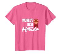 World's Best Matilda Name Personalized T-Shirt, Youth, Pink Heather, Medium