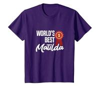 World's Best Matilda Name Personalized T-Shirt, Youth, Purple, Large