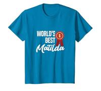 World's Best Matilda Name Personalized T-Shirt, Youth, Sapphire Blue, Medium