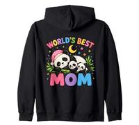 Worlds Best Mom Cute Panda Family Cozy Night Mothers Day Zip Hoodie