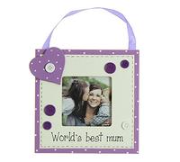 World's Best Mum 3" x 3" Hanging Lilac & White Photo Frame