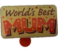 WORLDS BEST MUM BADGE PIN MOTHERS DAY, BIRTHDAY, CHRISTMAS